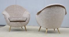 Gio Ponti 1950s Gio Ponti Style Modernist Italian Lounge Chairs In Velvet Upholstery - 4346207
