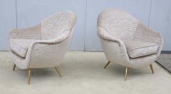 Gio Ponti 1950s Gio Ponti Style Modernist Italian Lounge Chairs In Velvet Upholstery - 4346209