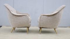 Gio Ponti 1950s Gio Ponti Style Modernist Italian Lounge Chairs In Velvet Upholstery - 4346210