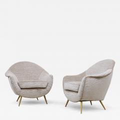 Gio Ponti 1950s Gio Ponti Style Modernist Italian Lounge Chairs In Velvet Upholstery - 4351757
