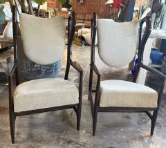 Gio Ponti 1950s Gio Ponti Triennial Armchairs in Dark Wood - 4221210