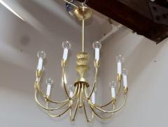 Gio Ponti 1950s Italian Brass 10 Arm Chandelier In The Style Of Gio Ponti - 3045977