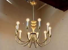 Gio Ponti 1950s Italian Brass 10 Arm Chandelier In The Style Of Gio Ponti - 3045989