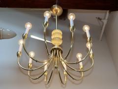 Gio Ponti 1950s Italian Brass 10 Arm Chandelier In The Style Of Gio Ponti - 3045990