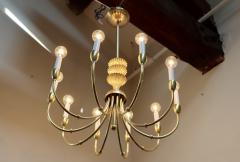 Gio Ponti 1950s Italian Brass 10 Arm Chandelier In The Style Of Gio Ponti - 3045992