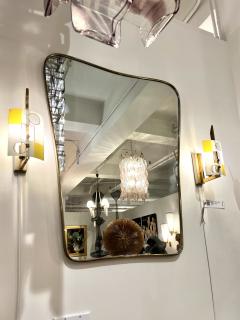 Gio Ponti 1950s Italian Brass Frame Mirror - 3925720