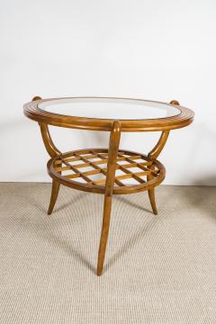 Gio Ponti A Two Tiered Italian Gio Ponti style Wood and Glass Occasional Table  - 163575