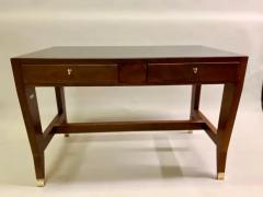 Gio Ponti Black Onyx Glass Walnut Italian Mid Century Modern Executive Desk by Gio Ponti - 3504031