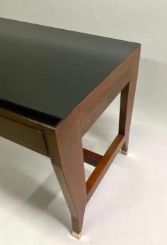 Gio Ponti Black Onyx Glass Walnut Italian Mid Century Modern Executive Desk by Gio Ponti - 3504049