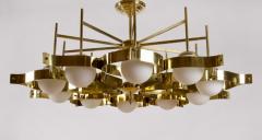 Gio Ponti Brass and Opaline Glass Ceiling Light in the Manner of Gio Ponti for Arredoluce - 2628572