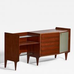 Gio Ponti Cabinet with Mahogany Glass Vinyl and Brass Italy - 4771520
