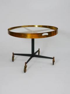 Gio Ponti Circular Gio Ponti style brass and glass table Italy c1950 - 3637782