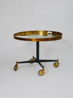 Gio Ponti Circular Gio Ponti style brass and glass table Italy c1950 - 3637791