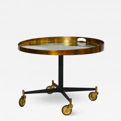 Gio Ponti Circular Gio Ponti style brass and glass table Italy c1950 - 3638090