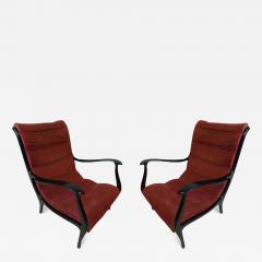 Gio Ponti Elegant Pair of Italian Mid Century Modern Lounge Chairs Circle of Gio Ponti - 1698559