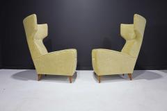 Gio Ponti Fabulous Pair of Italian High Back Wing Chairs - 2155030