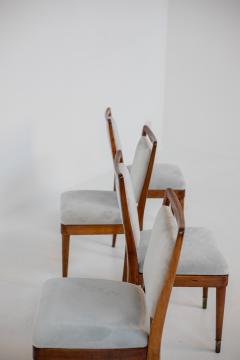 Gio Ponti Four Chairs by Gio Ponti Archive Certificate of Authenticity in Wood and Velvet - 2217704