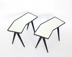 Gio Ponti GIO PONTI BLACK LACQUERED SIDE TABLES MIRRORED GLASS TOPS ASYMMETRICAL FORMS - 2107337