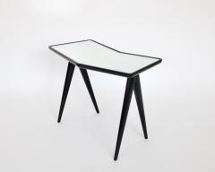 Gio Ponti GIO PONTI BLACK LACQUERED SIDE TABLES MIRRORED GLASS TOPS ASYMMETRICAL FORMS - 2107338