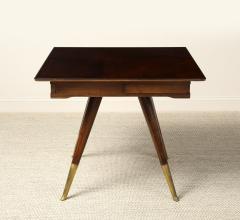 Gio Ponti Gio Ponti Attributed Milanese Walnut Game Table with Glass Top circa 1940 - 4783695