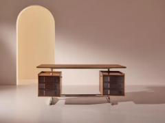 Gio Ponti Gio Ponti Desk for RIMA Made in Walnut Chromed Steel and Plastic Italy 1950s - 3472968