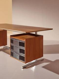 Gio Ponti Gio Ponti Desk for RIMA Made in Walnut Chromed Steel and Plastic Italy 1950s - 3472970