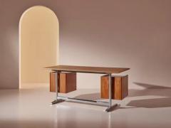 Gio Ponti Gio Ponti Desk for RIMA Made in Walnut Chromed Steel and Plastic Italy 1950s - 3472977