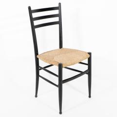 Gio Ponti Gio Ponti Ebonized Ladder Back Rush Seat Side or Desk Chair with Ball Feet - 4236471