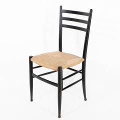 Gio Ponti Gio Ponti Ebonized Ladder Back Rush Seat Side or Desk Chair with Ball Feet - 4236473