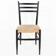 Gio Ponti Gio Ponti Ebonized Ladder Back Rush Seat Side or Desk Chair with Ball Feet - 4236474