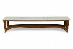 Gio Ponti Gio Ponti Italian Mid Century Modern Walnut and White Marble Low Coffee Table - 4272909