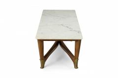 Gio Ponti Gio Ponti Italian Mid Century Modern Walnut and White Marble Low Coffee Table - 4272910