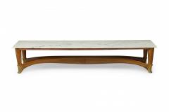 Gio Ponti Gio Ponti Italian Mid Century Modern Walnut and White Marble Low Coffee Table - 4272912