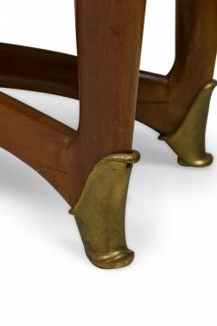 Gio Ponti Gio Ponti Italian Mid Century Modern Walnut and White Marble Low Coffee Table - 4272913