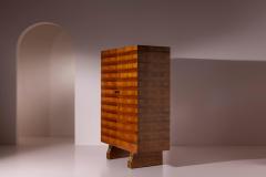 Gio Ponti Gio Ponti Italian Walnut Wardrobe with Horizontal Striped Veneer Italy 1930s - 4606032