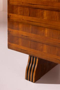 Gio Ponti Gio Ponti Italian Walnut Wardrobe with Horizontal Striped Veneer Italy 1930s - 4606034