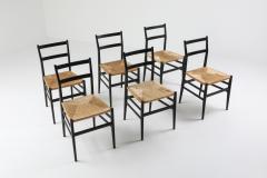 Gio Ponti Gio Ponti Leggera dining chairs black and cord 1980s - 1213383