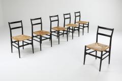 Gio Ponti Gio Ponti Leggera dining chairs black and cord 1980s - 1213385