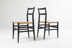 Gio Ponti Gio Ponti Leggera dining chairs black and cord 1980s - 1213387