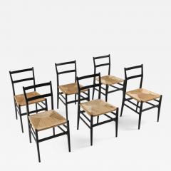 Gio Ponti Gio Ponti Leggera dining chairs black and cord 1980s - 1216089