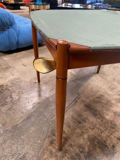 Gio Ponti Gio Ponti Mansonia Walnut Wood Italian Game Table with Green Felt Top 1958 - 1221365