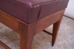 Gio Ponti Gio Ponti Oak and Leather Stool with Brass Sabots - 1064807