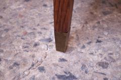 Gio Ponti Gio Ponti Oak and Leather Stool with Brass Sabots - 1064809