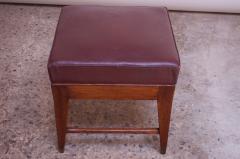 Gio Ponti Gio Ponti Oak and Leather Stool with Brass Sabots - 1064812