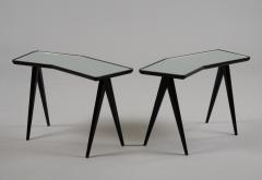 Gio Ponti Gio Ponti Pair of Geometric Side Tables with Mirrored Tops Italy 1940s - 4151983