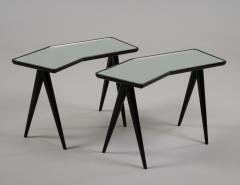 Gio Ponti Gio Ponti Pair of Geometric Side Tables with Mirrored Tops Italy 1940s - 4151984