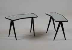 Gio Ponti Gio Ponti Pair of Geometric Side Tables with Mirrored Tops Italy 1940s - 4151986