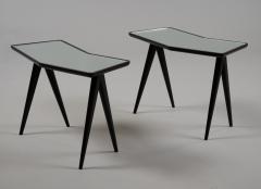Gio Ponti Gio Ponti Pair of Geometric Side Tables with Mirrored Tops Italy 1940s - 4151989