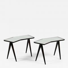 Gio Ponti Gio Ponti Pair of Geometric Side Tables with Mirrored Tops Italy 1940s - 4204295
