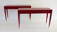 Gio Ponti Gio Ponti Pair of Red Laquared Console from Hotel PdP Roma 1964 - 1713421
